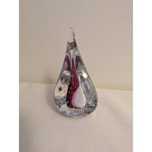 M. Pyrcak Crystal Purple Teardrop  Blown In Poland Signed by Artist  New w/Tag